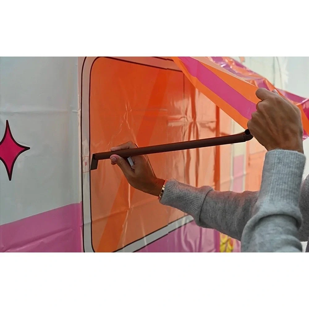 Retro‎ Groovy Camper 3D Party Backdrop Kit Pink Orange Photo Booth Decoration